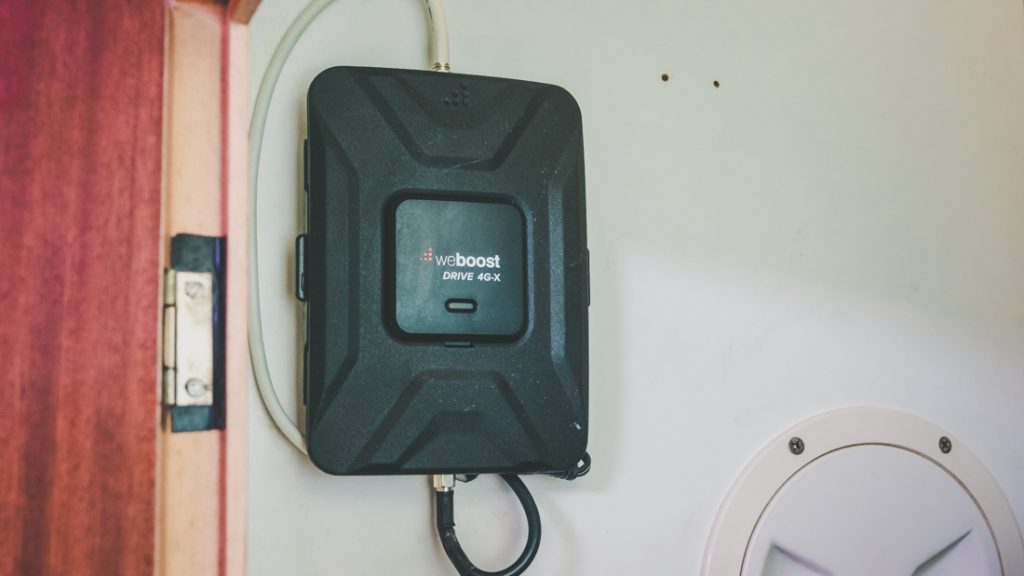 weboost cell and data booster install on a sailboat