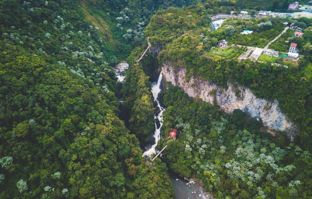 drone views Banos Ecuador