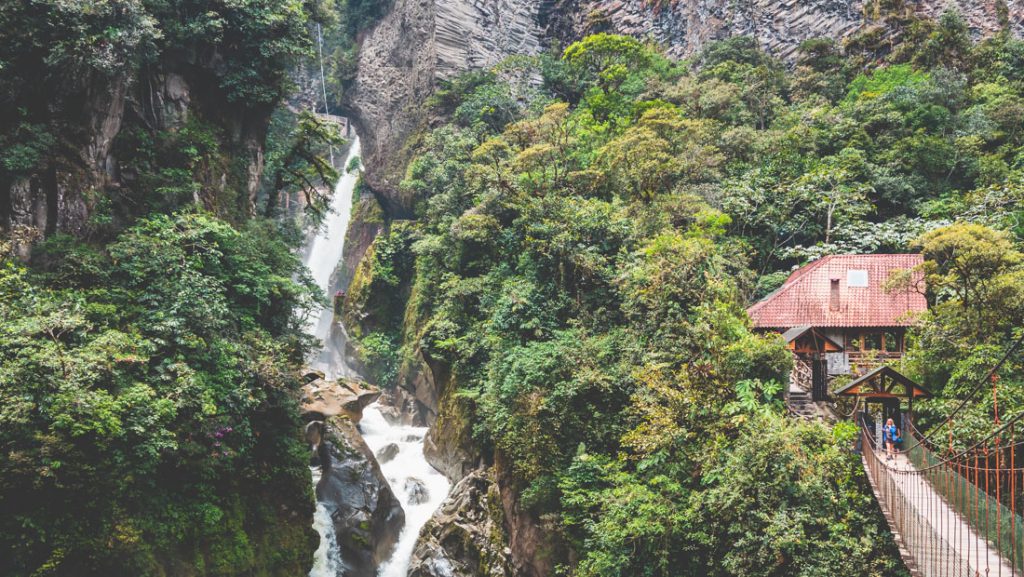 waterfall views Banos Ecuador