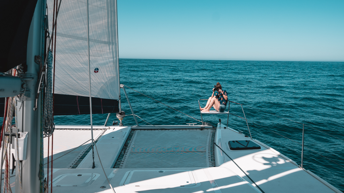nikki wynn capturing a photo while sailing along the coast of st. francis in south africa