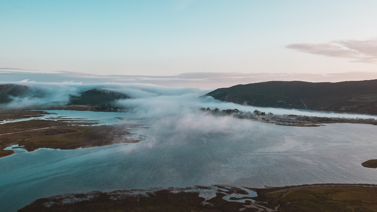 fog rolling over the knsyna heads south africa