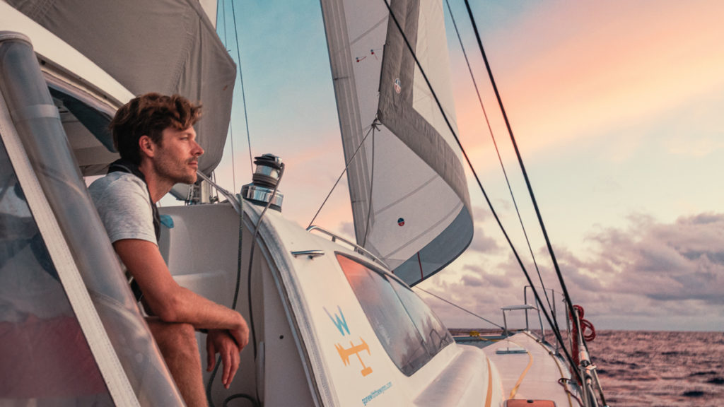jason wynn aboard Curiosity reflecting on sailing around the world
